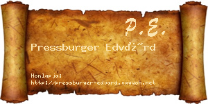 Pressburger Edvárd névjegykártya
